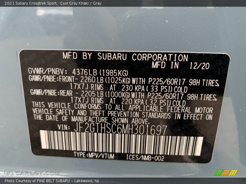 Cool Gray Khaki / Gray 2021 Subaru Crosstrek Sport