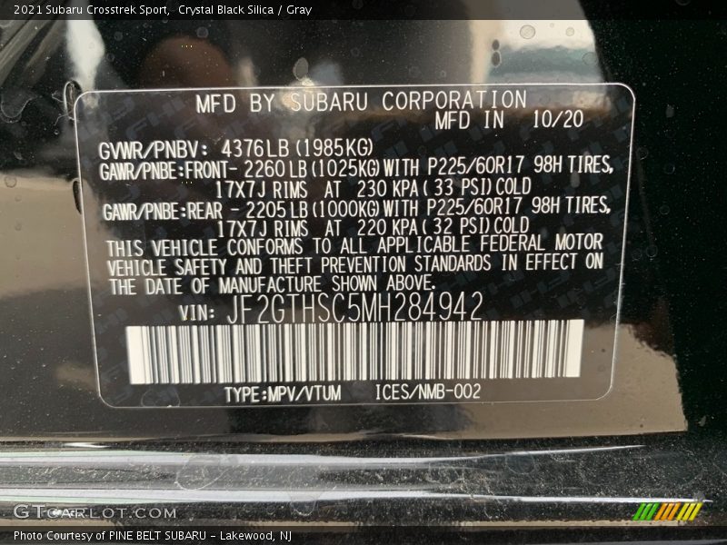 Crystal Black Silica / Gray 2021 Subaru Crosstrek Sport