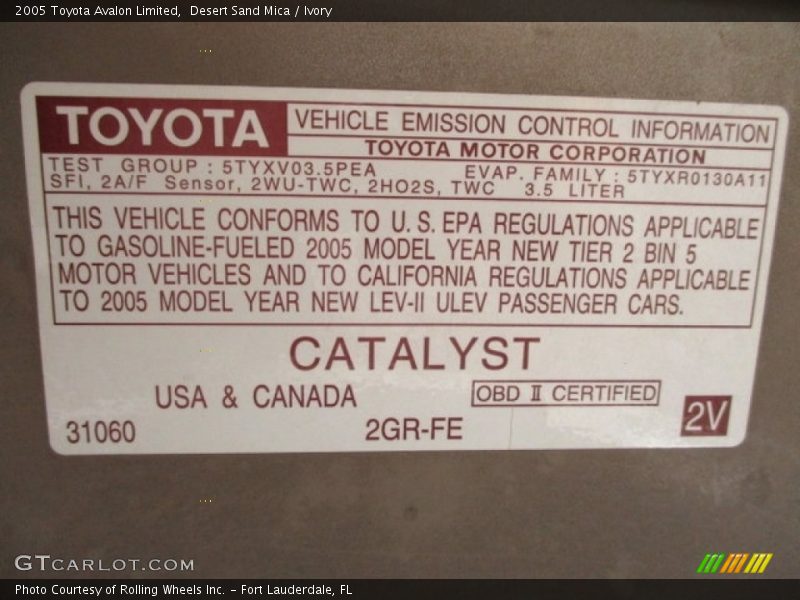 Desert Sand Mica / Ivory 2005 Toyota Avalon Limited