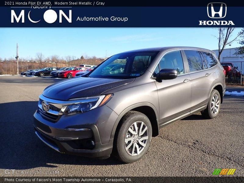 Modern Steel Metallic / Gray 2021 Honda Pilot EX AWD
