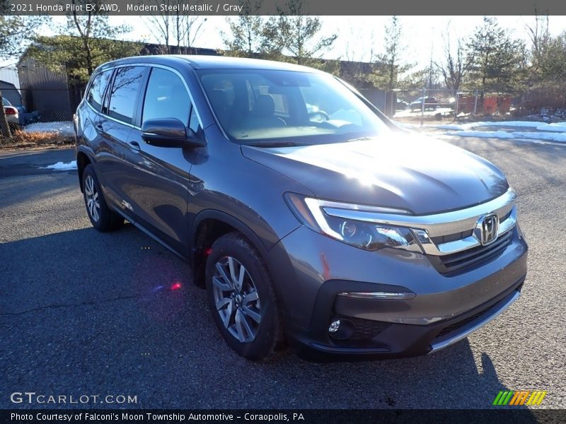Modern Steel Metallic / Gray 2021 Honda Pilot EX AWD