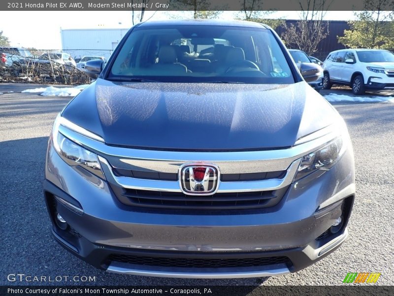 Modern Steel Metallic / Gray 2021 Honda Pilot EX AWD
