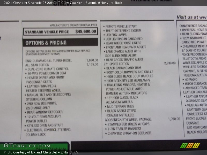 Summit White / Jet Black 2021 Chevrolet Silverado 2500HD LT Crew Cab 4x4