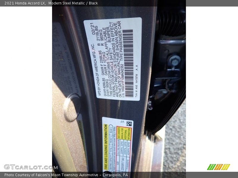 Modern Steel Metallic / Black 2021 Honda Accord LX