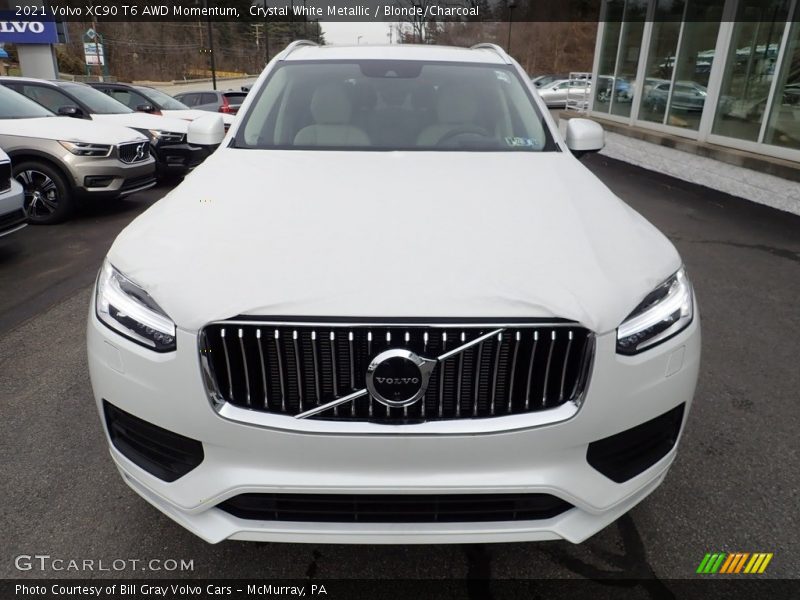 Crystal White Metallic / Blonde/Charcoal 2021 Volvo XC90 T6 AWD Momentum