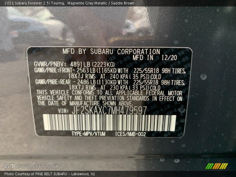 Magnetite Gray Metallic / Saddle Brown 2021 Subaru Forester 2.5i Touring