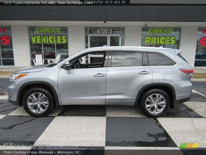 Silver Sky Metallic / Ash 2015 Toyota Highlander XLE AWD