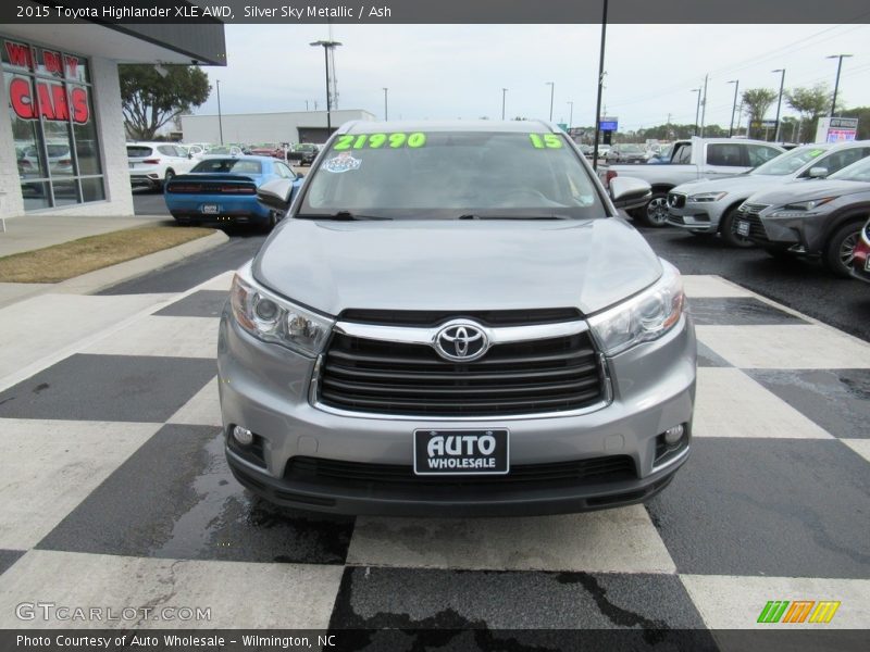 Silver Sky Metallic / Ash 2015 Toyota Highlander XLE AWD