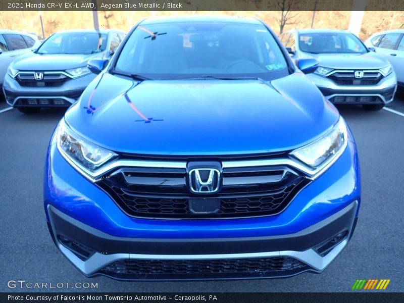 Aegean Blue Metallic / Black 2021 Honda CR-V EX-L AWD