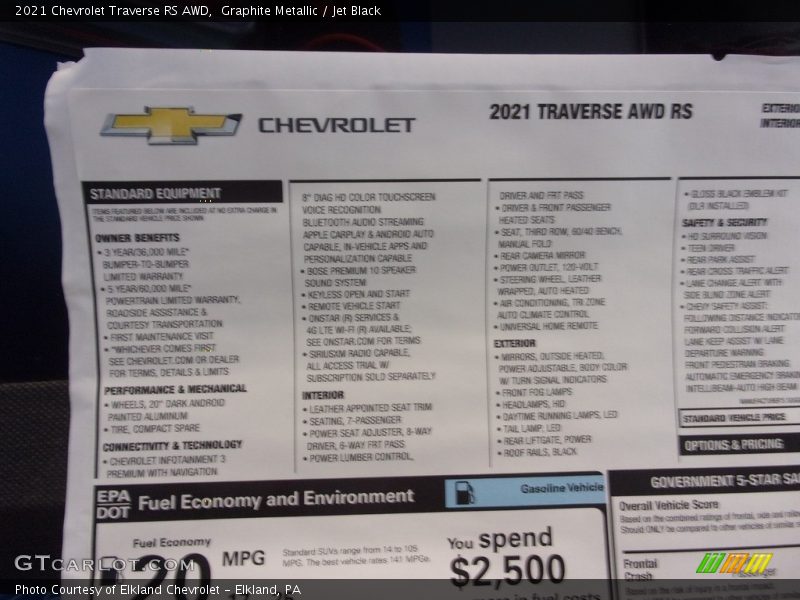 Graphite Metallic / Jet Black 2021 Chevrolet Traverse RS AWD