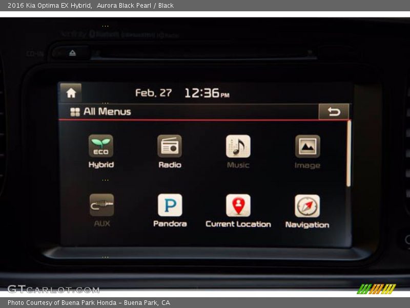 Aurora Black Pearl / Black 2016 Kia Optima EX Hybrid