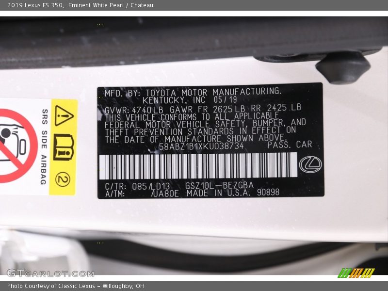Eminent White Pearl / Chateau 2019 Lexus ES 350