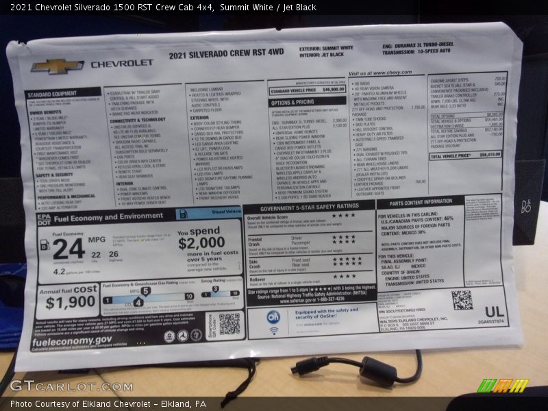 Summit White / Jet Black 2021 Chevrolet Silverado 1500 RST Crew Cab 4x4