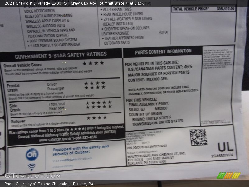 Summit White / Jet Black 2021 Chevrolet Silverado 1500 RST Crew Cab 4x4