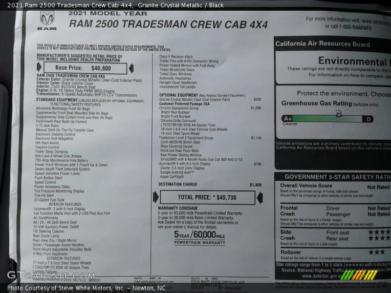 Granite Crystal Metallic / Black 2021 Ram 2500 Tradesman Crew Cab 4x4