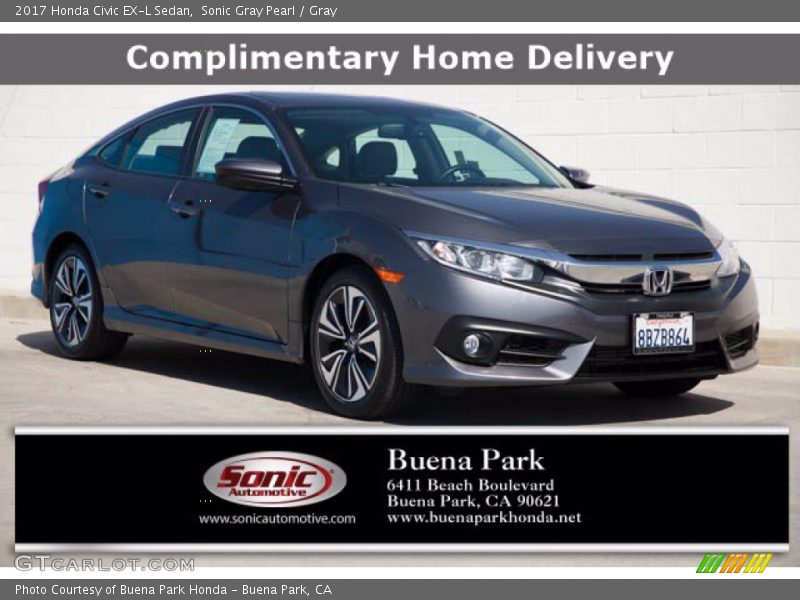 Sonic Gray Pearl / Gray 2017 Honda Civic EX-L Sedan