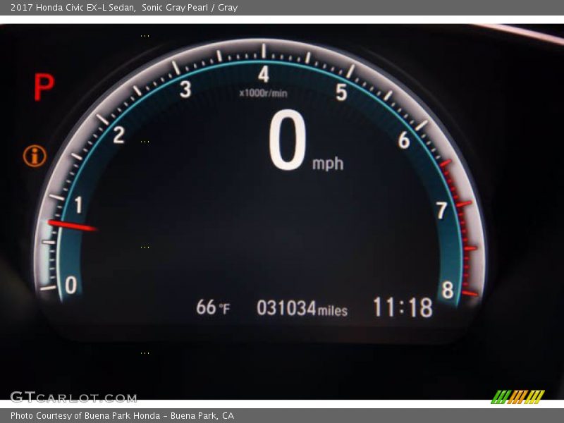 Sonic Gray Pearl / Gray 2017 Honda Civic EX-L Sedan