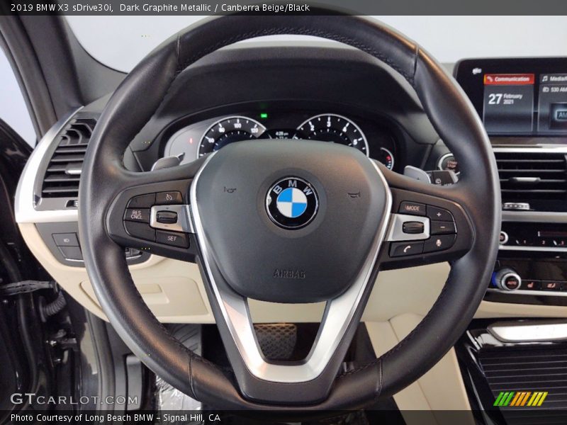 Dark Graphite Metallic / Canberra Beige/Black 2019 BMW X3 sDrive30i