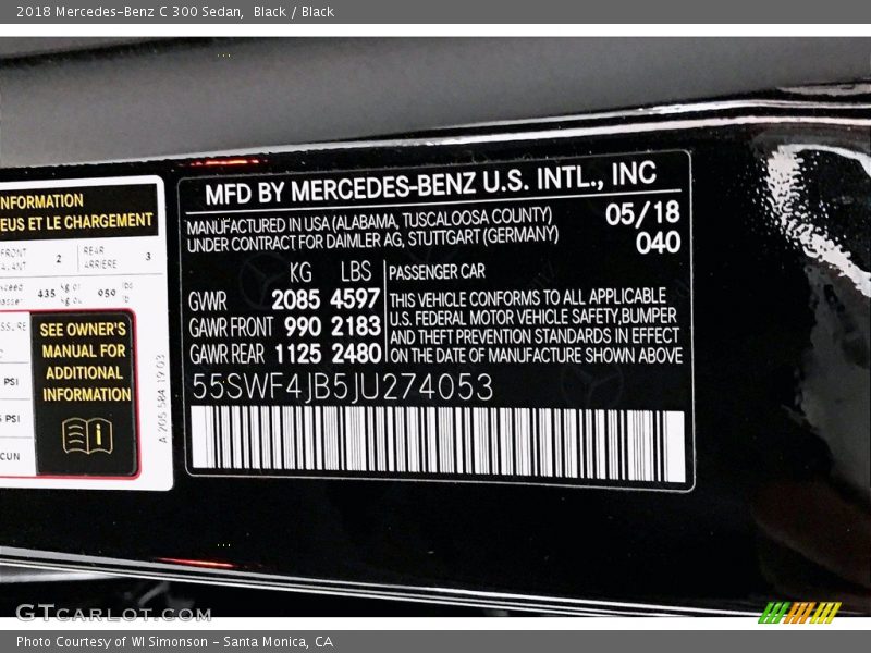 Black / Black 2018 Mercedes-Benz C 300 Sedan