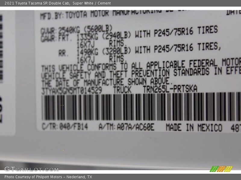 Super White / Cement 2021 Toyota Tacoma SR Double Cab