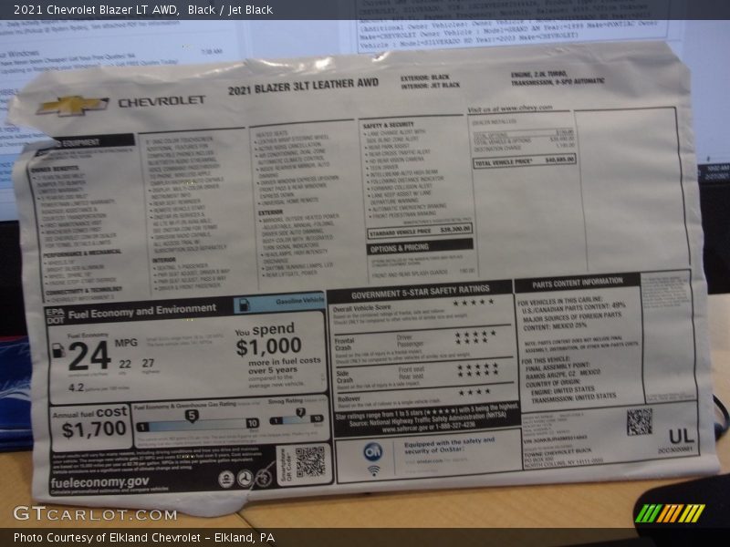 Black / Jet Black 2021 Chevrolet Blazer LT AWD