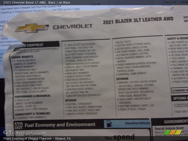 Black / Jet Black 2021 Chevrolet Blazer LT AWD