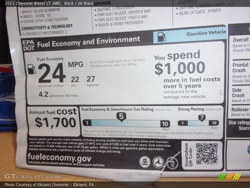 Black / Jet Black 2021 Chevrolet Blazer LT AWD