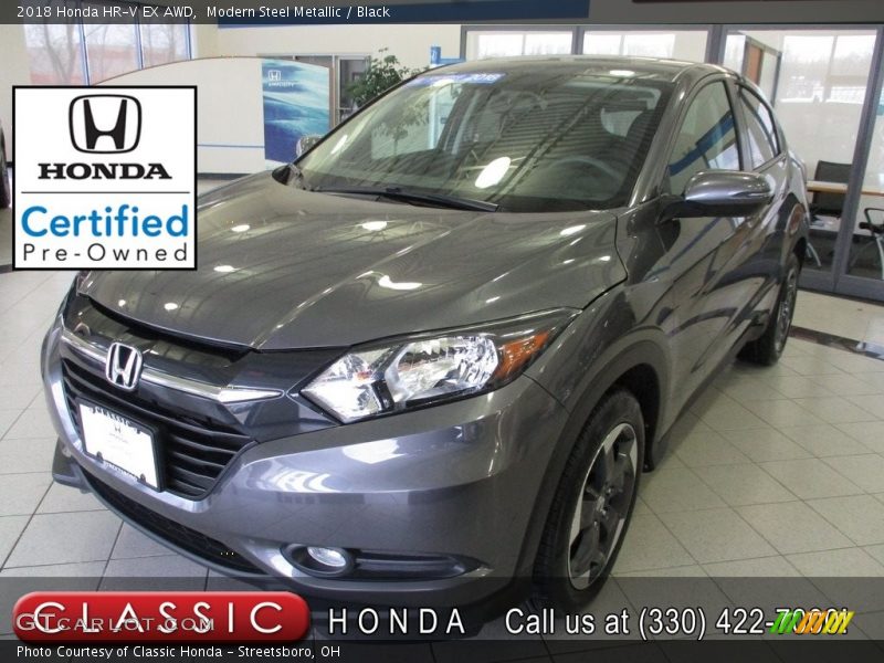 Modern Steel Metallic / Black 2018 Honda HR-V EX AWD