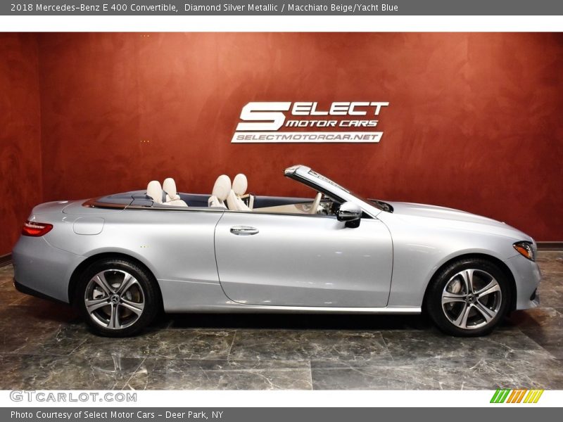 Diamond Silver Metallic / Macchiato Beige/Yacht Blue 2018 Mercedes-Benz E 400 Convertible