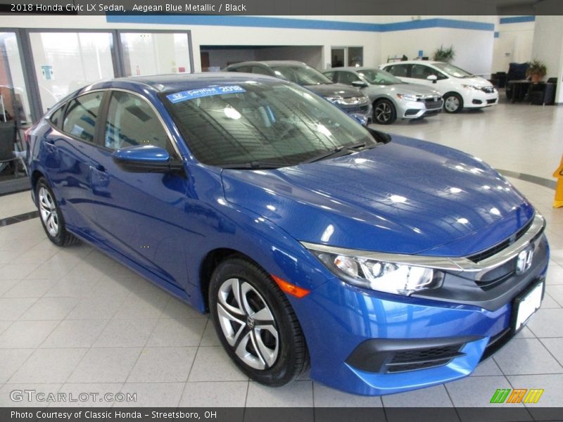 Aegean Blue Metallic / Black 2018 Honda Civic LX Sedan
