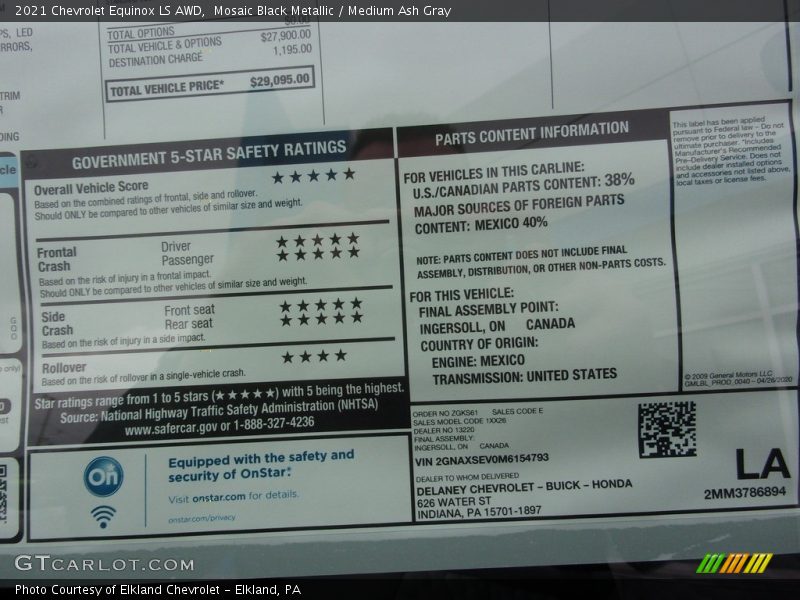 Mosaic Black Metallic / Medium Ash Gray 2021 Chevrolet Equinox LS AWD