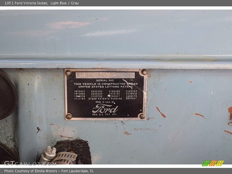 Info Tag of 1951 Victoria Sedan