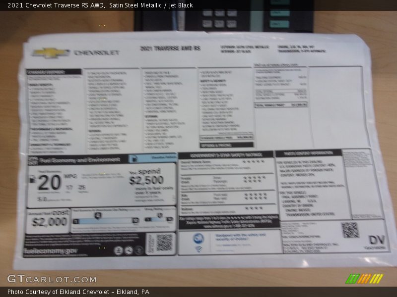 Satin Steel Metallic / Jet Black 2021 Chevrolet Traverse RS AWD