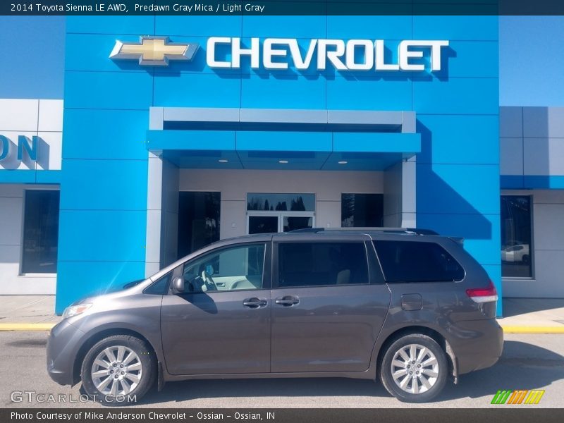 Predawn Gray Mica / Light Gray 2014 Toyota Sienna LE AWD