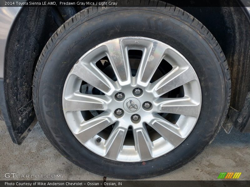 Predawn Gray Mica / Light Gray 2014 Toyota Sienna LE AWD