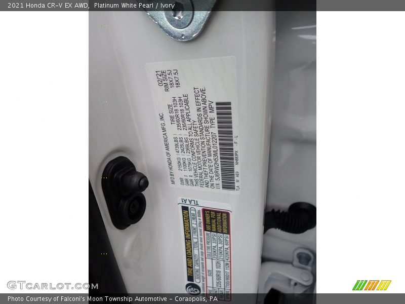 Platinum White Pearl / Ivory 2021 Honda CR-V EX AWD