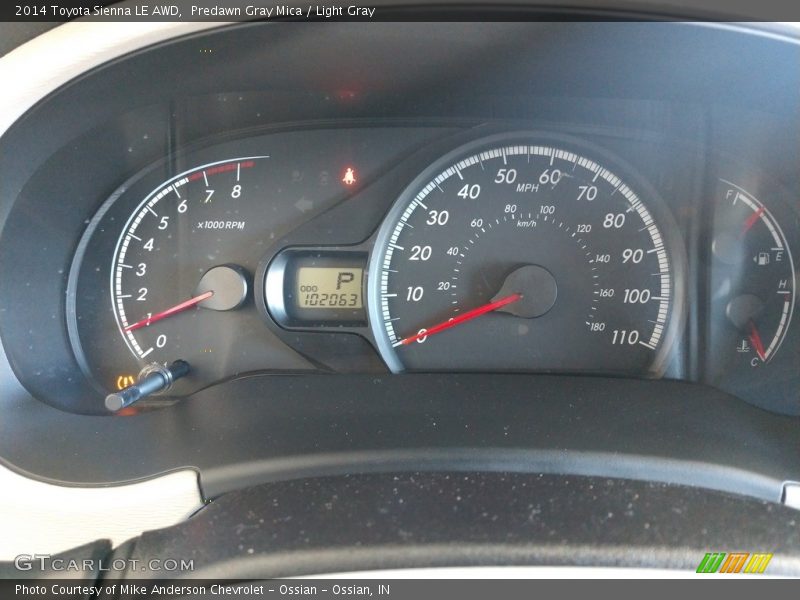 Predawn Gray Mica / Light Gray 2014 Toyota Sienna LE AWD