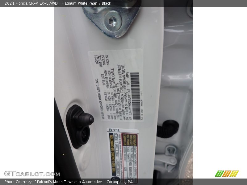 Platinum White Pearl / Black 2021 Honda CR-V EX-L AWD
