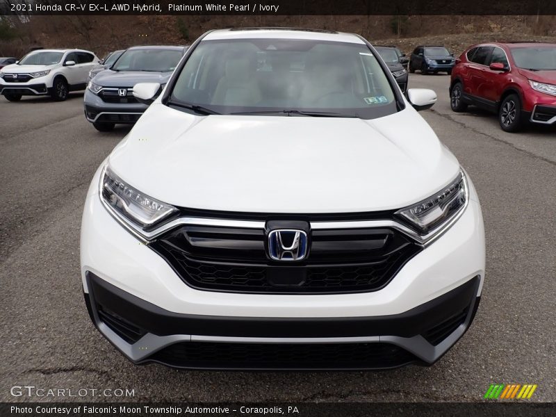 Platinum White Pearl / Ivory 2021 Honda CR-V EX-L AWD Hybrid