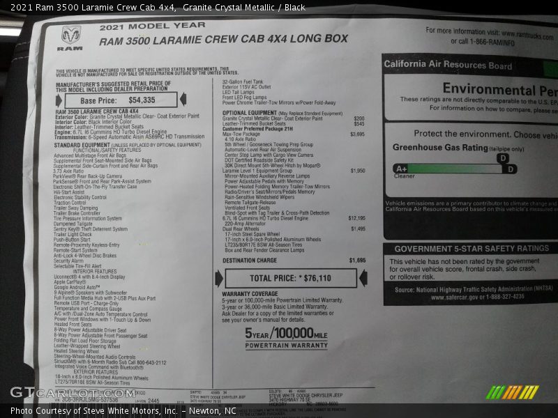 Granite Crystal Metallic / Black 2021 Ram 3500 Laramie Crew Cab 4x4