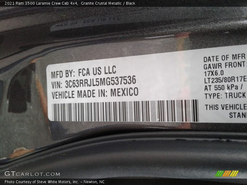 Granite Crystal Metallic / Black 2021 Ram 3500 Laramie Crew Cab 4x4