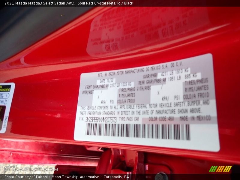 Soul Red Crystal Metallic / Black 2021 Mazda Mazda3 Select Sedan AWD