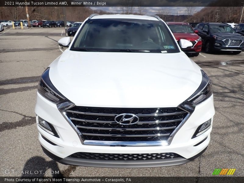 Winter White / Beige 2021 Hyundai Tucson Limited AWD