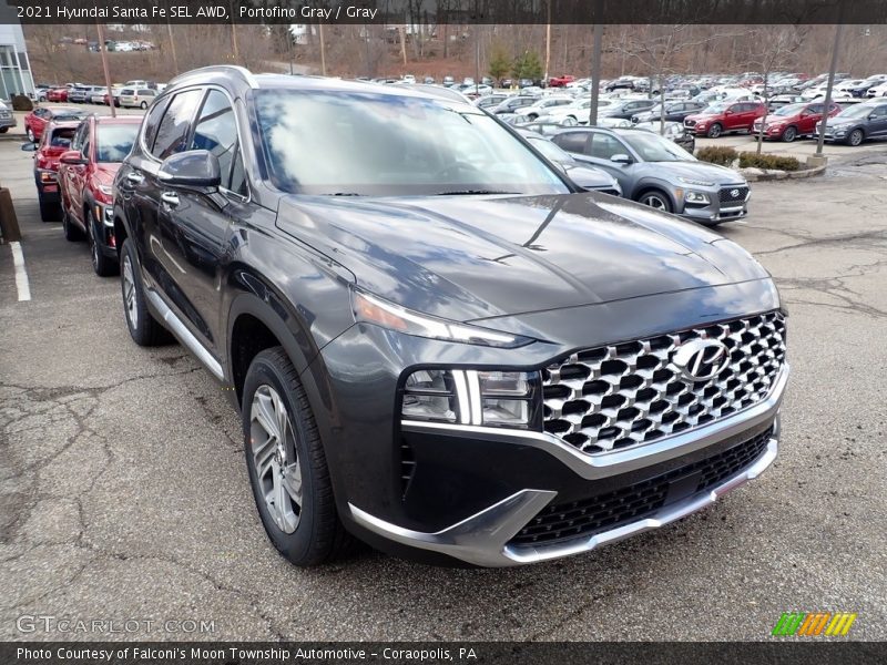 Portofino Gray / Gray 2021 Hyundai Santa Fe SEL AWD