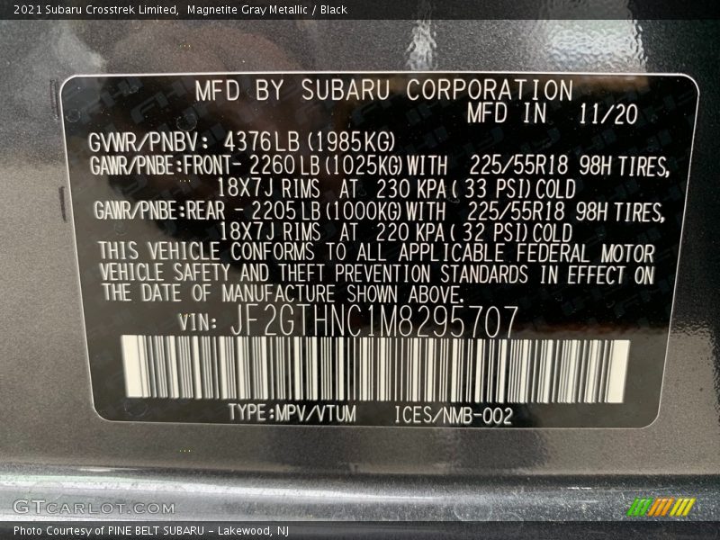 Magnetite Gray Metallic / Black 2021 Subaru Crosstrek Limited