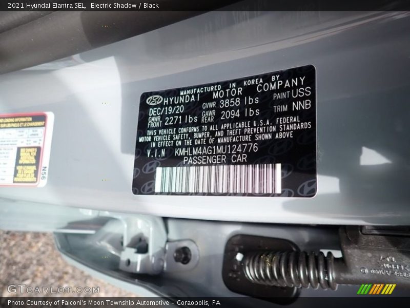 Electric Shadow / Black 2021 Hyundai Elantra SEL