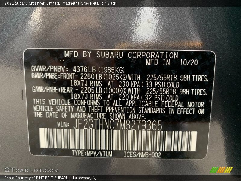 Magnetite Gray Metallic / Black 2021 Subaru Crosstrek Limited