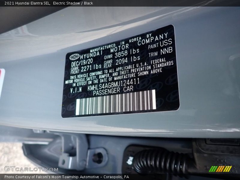 Electric Shadow / Black 2021 Hyundai Elantra SEL