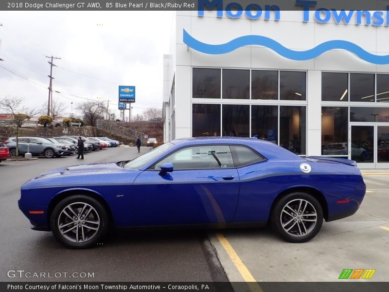B5 Blue Pearl / Black/Ruby Red 2018 Dodge Challenger GT AWD