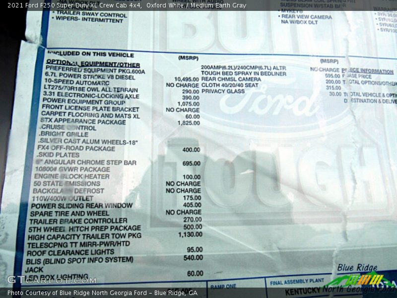 Oxford White / Medium Earth Gray 2021 Ford F250 Super Duty XL Crew Cab 4x4